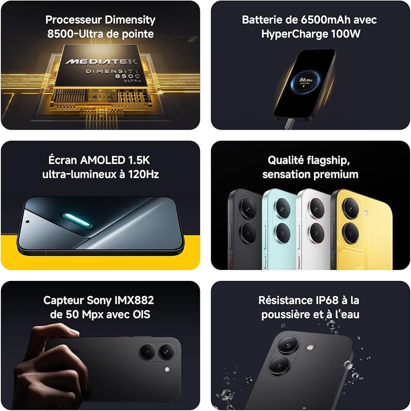 POCO X8 Pro Smartphone 12+512 Go Dimensity 8500-Ultra - Jaune