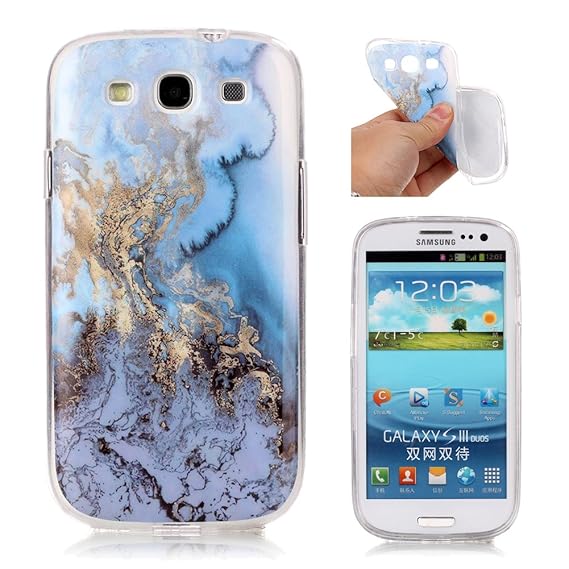 S3 Slim Schutzhülle, Aeeque Einfach Marmor Textur Design Handyhüllen Soft Klar Durchsichtig Rahmen Silikon Kratzfeste Flexibe