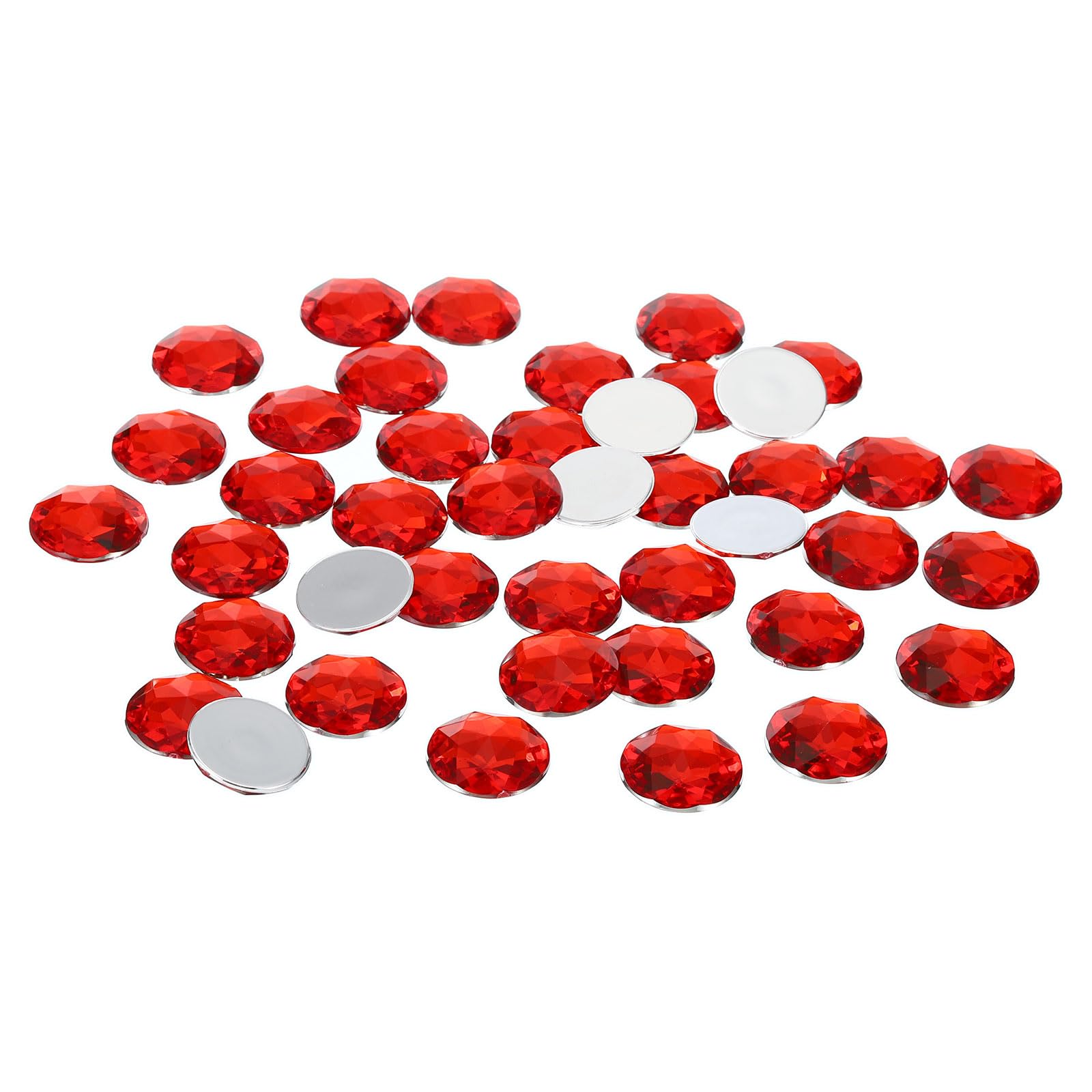 PATIKIL 25mm Flat Back Round Acrylic Rhinestones, 100 Pack Plastic Circle Gems for Jewelry Making Costume Embellishments Crafts, Red