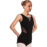 MOLLDAN Women Dance Camisole Leotards,Adjustable Straps,Front Breast Lining,Mesh Hollow Back