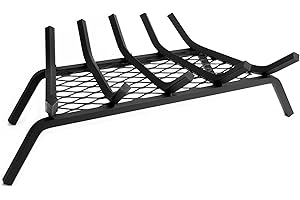 Pleasant Hearth - 1/2" Solid Steel Fireplace Grates With Ember Retainer, Black, 21-Inch
