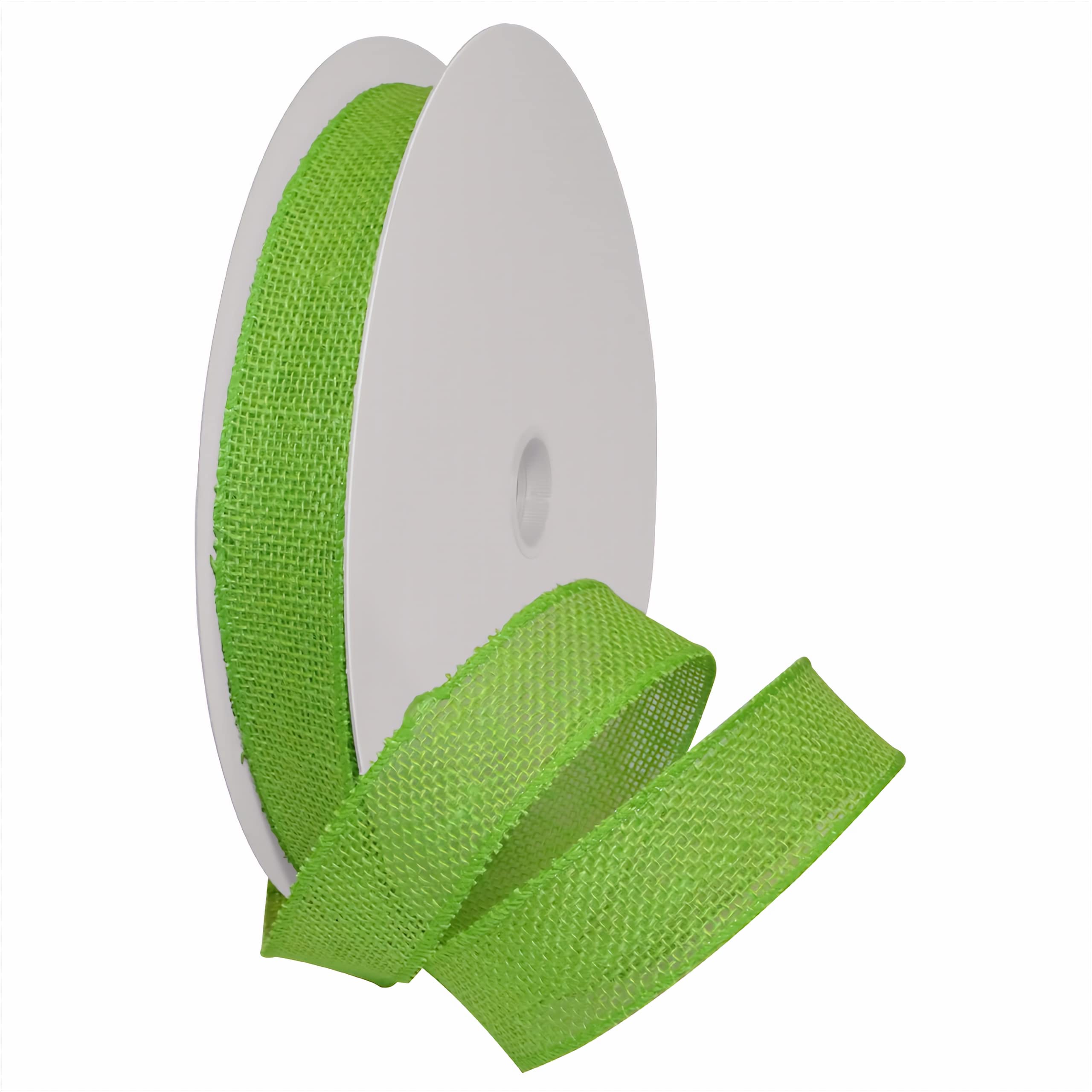 Morex Ribbon Burlap Ribbon, French Wired Jute, 1 1/2 inches by 50 Yards, Hot Lime, Item 1252.40/50-027, 1-1, 50-Yard