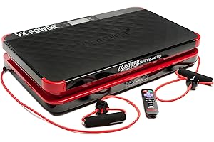 VX-POWER EVOLUTION FITNESS VX-Power Slimplate Digital - Vibration Plate Whole Body Oscillating Vibration Platform Exercise Machine w/ Resistance Bands for Home Cardio, Shaping, Toning & Fitness, Bluetooth Speakers