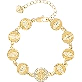 Women's Gold Virgin Mary Bracelet - 14K Gold Plated Catholic Bracelets,Non Tarnish Adjustable Golden Religious Virgen De Guadalupe Jewelry, Catholic Baptism Confirmation First Communion Gifts for Her