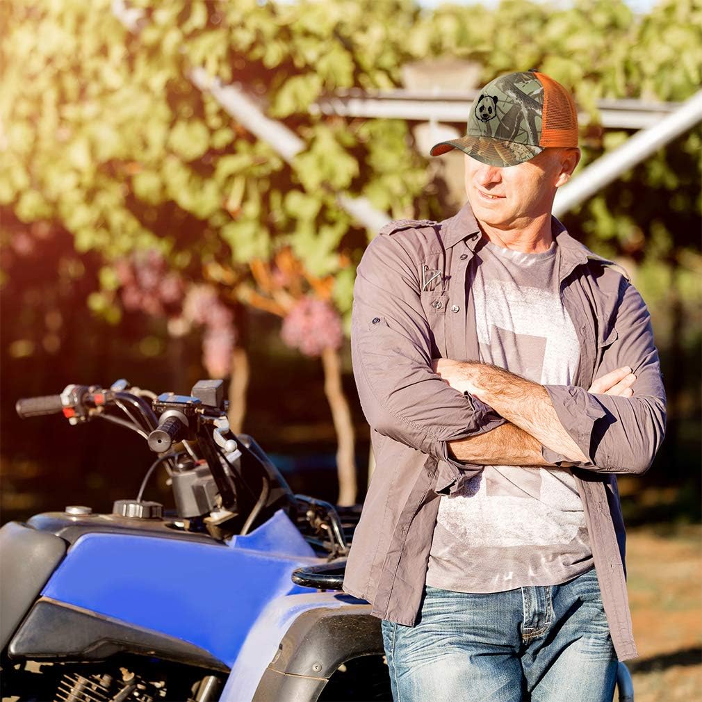 Custom Camo Mesh Trucker Hat Panda Bear Face Embroidery Cotton One Size Accessories Hats Caps