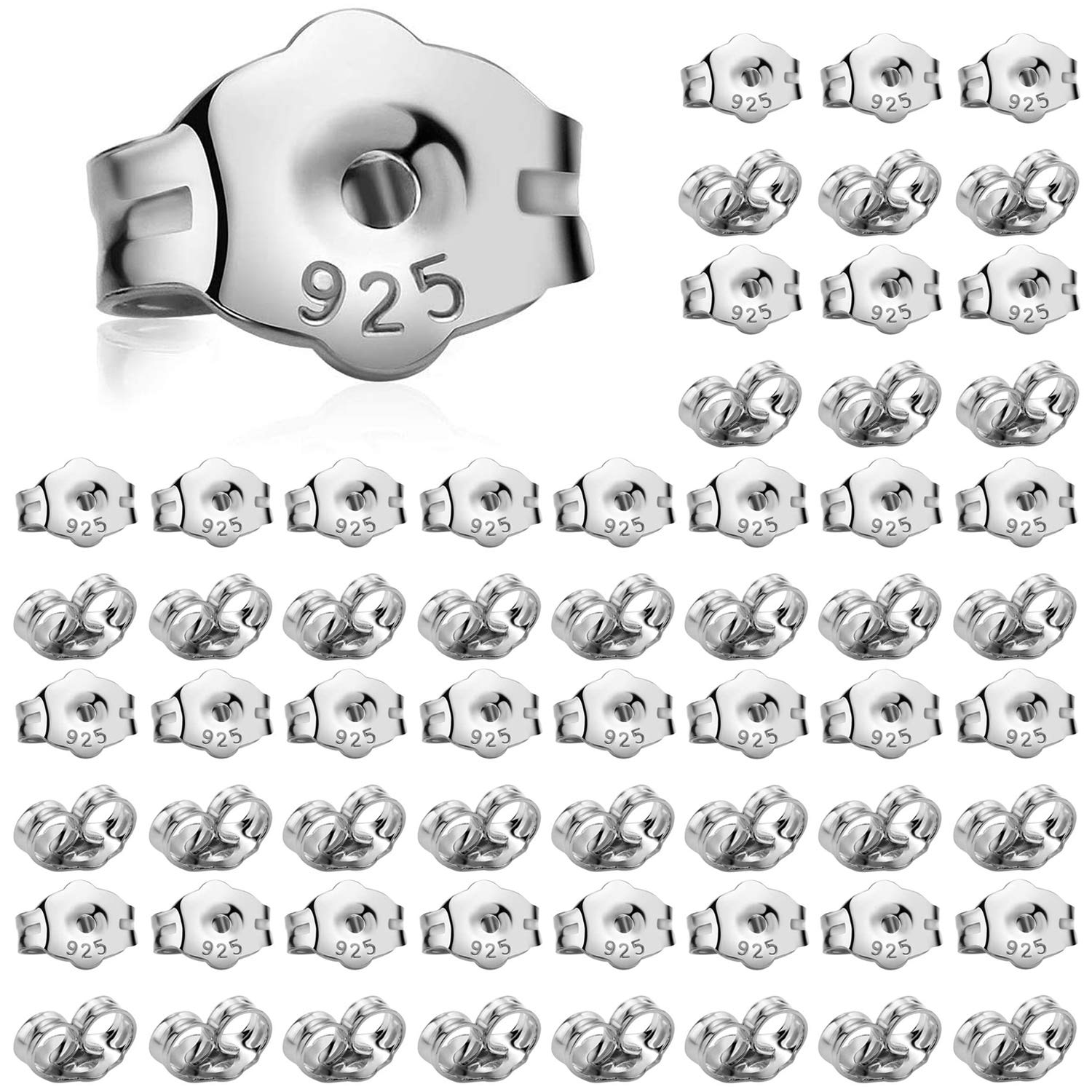 STAY GENT 30 Pairs Earring Backs, 925 Sterling Silver Butterfly Ear Rings Back Stud Clutches for Earrings Lifters and Studs, Hypoallergenic Earring Backs for Women and Girls