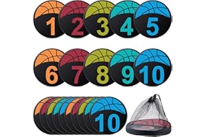 Qilery 20 Pcs Basketball Floor Markers 9 Inch Colorful Anti Slip Sports Training Spot Markers Round Flat Number Dots with a Carrying Bag for Adult Team Sports Teaching and Training Field