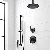 Lentz Pressure Balanced Shower System with Shower Head, Hand Shower, Slide Bar, Shower Arm, Hose, Valve Trim, and Rough-In Va