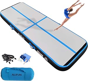 ALIFUN Air Inflatable Exercise Inflatable Gymnastics Tumble Mat 10ft 13ft 16ft 20ft 23ft 26ft Air Yoga Mat for Outdoor Training Cheerleading