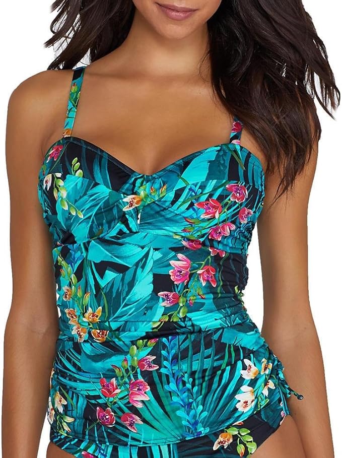 Fantasie Seychelles Underwire Twist Front Tankini Swim Top (FS6106) 38DD/Azure at Amazon Womenâs 