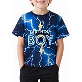 Zypynith Birthday Shirts for Boys 3-12 Years,Lightning Design Birthday Boy Short Sleeve T-Shirt for Party Gifts Celebrations