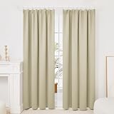 Deconovo Beige Thermal Blackout Curtains 2 Panels 52 x 84 Inches Pencil Pleat view 3