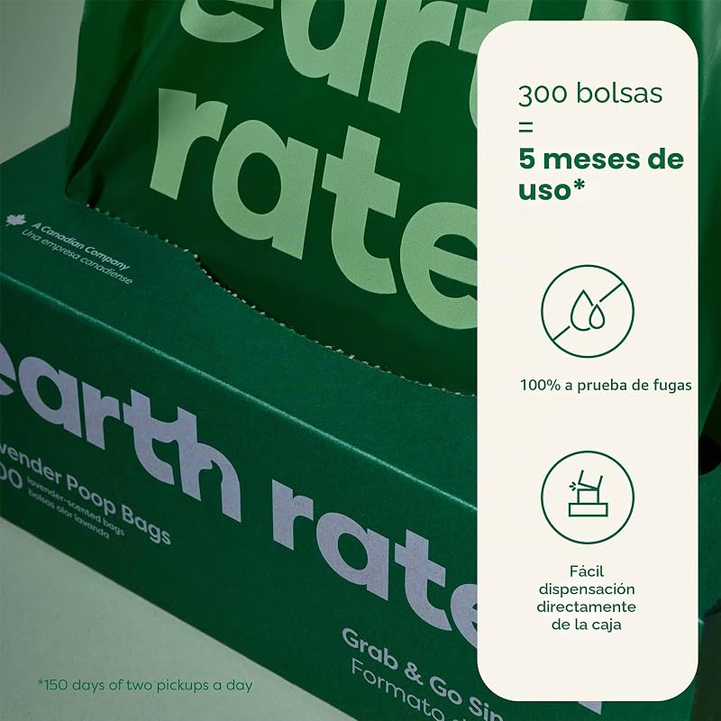 Sacos para cocó de cão, animais de estimação à prova de fugas e extra espessos, perfeitos para jardins, um rolo único "Grab and Go", aroma a lavanda, 300 unidades