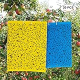 Sticky Traps, 20PCS Fly Trap Sticky with Double Side and Non Toxic Fly Sticker, Best Sticky Fly Insect for White Files,Aphids,Leaf Miner,Fungus Gnats.