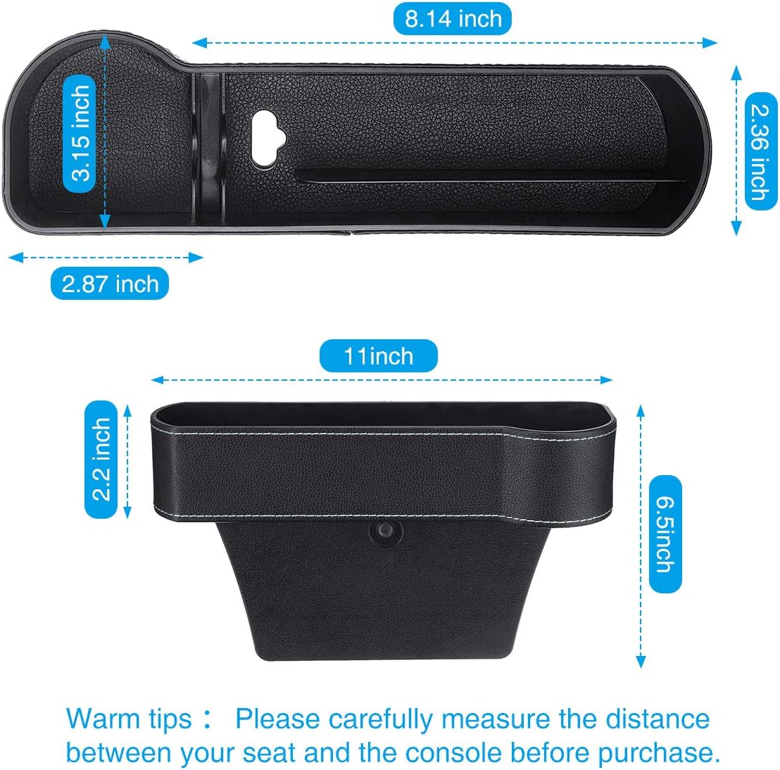 CAMTOA Car Seat Gap Filler,Multifunctional Car Seat Organizer with Cup Holder PU Leather Seat Console Side Pocket Storage Box for Cellphones, Keys, Cards, Wallets, Sunglasses(Driver Side): Automotive