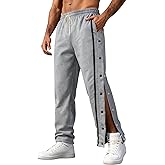 TAFLE Men's Youth Tear Away Sweatpants Loose Fit Snap Button Athletic Jogger Basketball Pants with Pockets