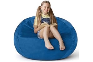 lilanoon 2FT Bean Bag Chair with Ultra Soft Velvet Cover Bean Bag Sofa with Memory Foam Bean Bag Chairs with Large Size Lazy Sofa for Dorm Office Living Room Bedroom Blue 2'