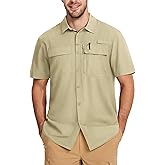 MAGCOMSEN Men's Fishing Shirts UPF 50+ Short Sleeve Sun Protection Shirts Quick Dry Cooling Button Down Shirt Hiking Safari