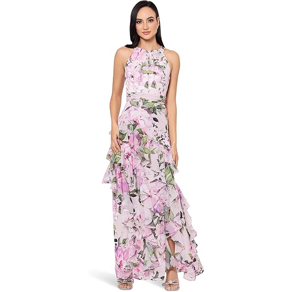 洋楽 Nonephykshon Xscape Chiffon Floral Print One Shoulder Neck Sleeveless