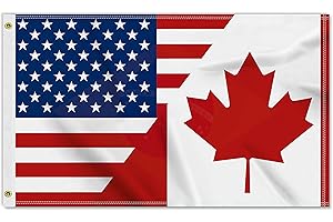 3×5 FT Canada Usa Flag, Large 100D Canadian American National Outdoor Banner,Double Side Printing Decor For Patio Garden With