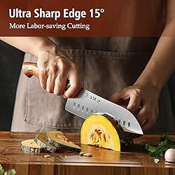 HEZHEN Santoku Chef Knife-7.3 inch Blade German DIN
