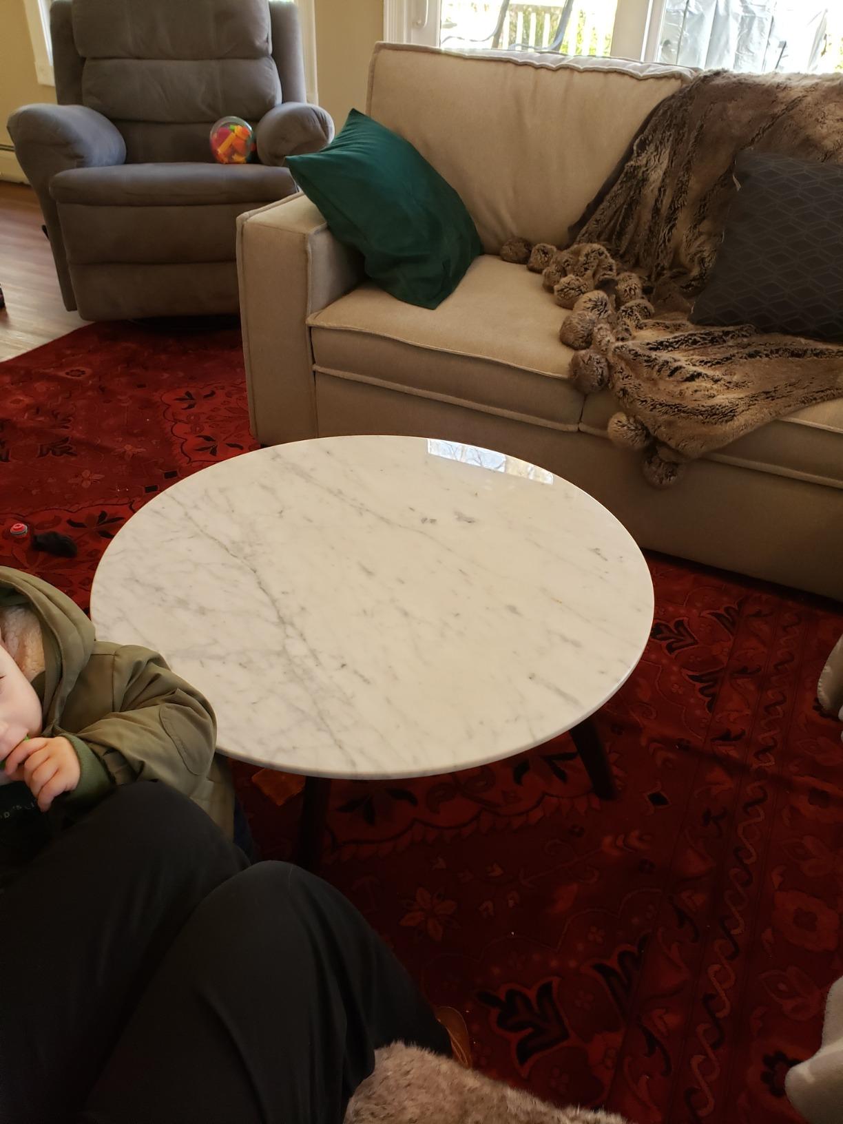 29/mo Finance POLY & BARK Riley Marble Round Coffee Table, Walnut