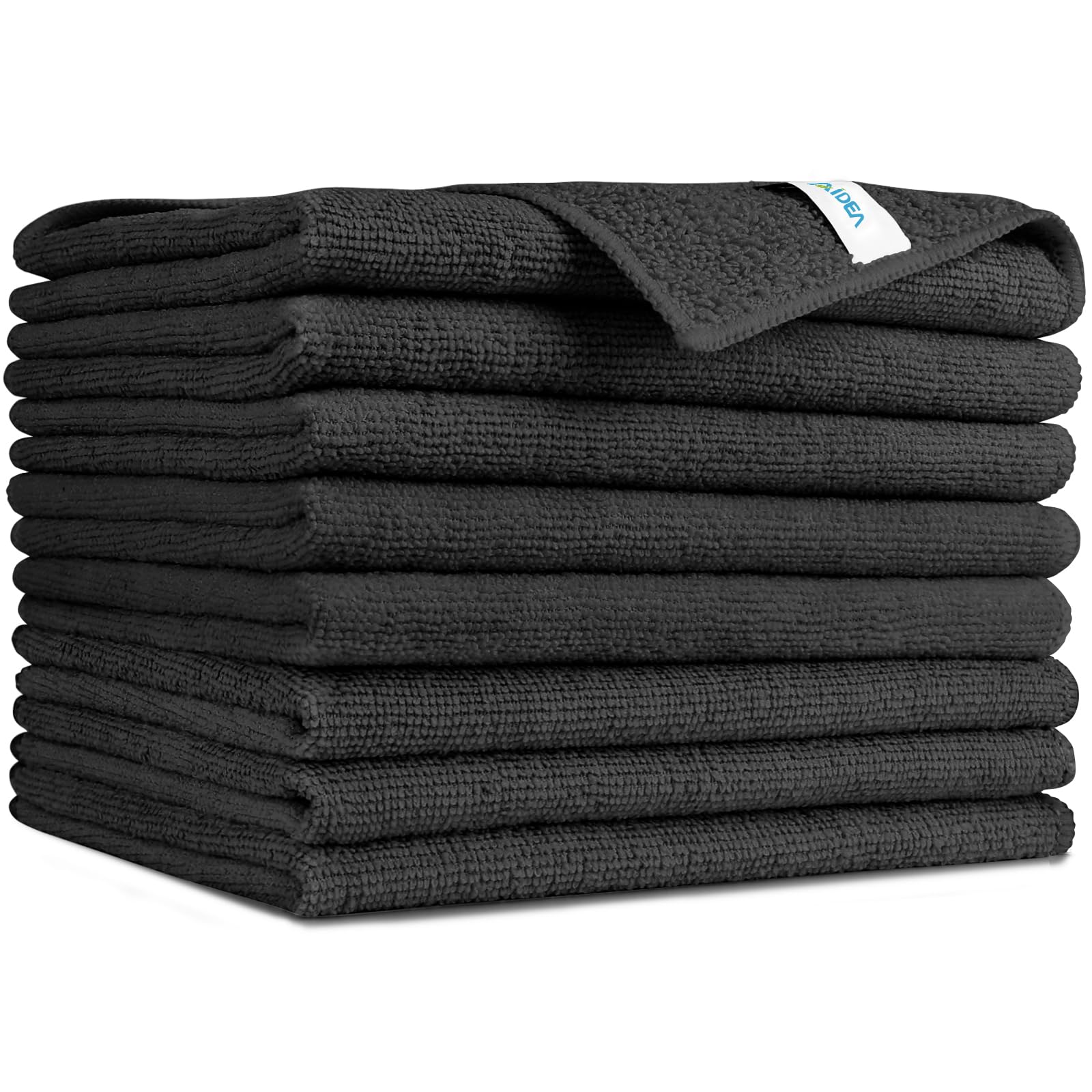 Photo 1 of AIDEA Microfiber Cleaning Cloth-8PK, Soft Microfiber Towels for Cars, Absorbent Cleaning Rags, Lint-Free Streak-Free Wash Cloths for House, Kitchen, Window(12in.x16in), Black