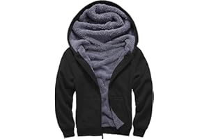 WENTTUO Fleece Hoodie for Boys Fleece Jacket Zip Up Sherpa Lined Teenager Hooded Sweatshirts with Pocket