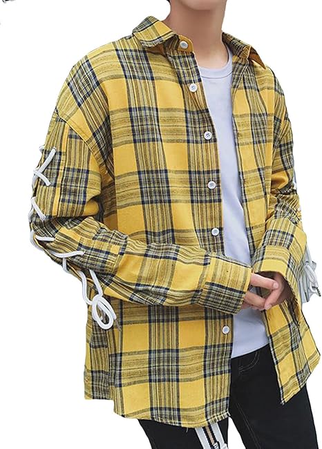 Amazon Debangni メンズ シャツ 秋 薄手 長袖 カジュアルシャツ 無地 チェック柄 ゆったり 個性 ペアルック ファッション カップル ワイシャツ シャツ 通販