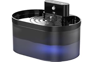 PEKTACO Wireless Cat Water Fountain, Automatic Battery Operated Pet Water Fountain for Cats and Dogs, 74oz/2.2L Rechargeable Cordless Pet Water Dispenser, Gray