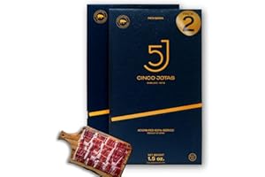 ZENDEU Cinco Jotas Hand-Carved Jamón Ibérico de Bellota | 100% Acorn-Fed Iberian Ham | Authentic Spanish Ham Ibérico - 1.5 oz Pack of 2 - Traditional Carving Pack
