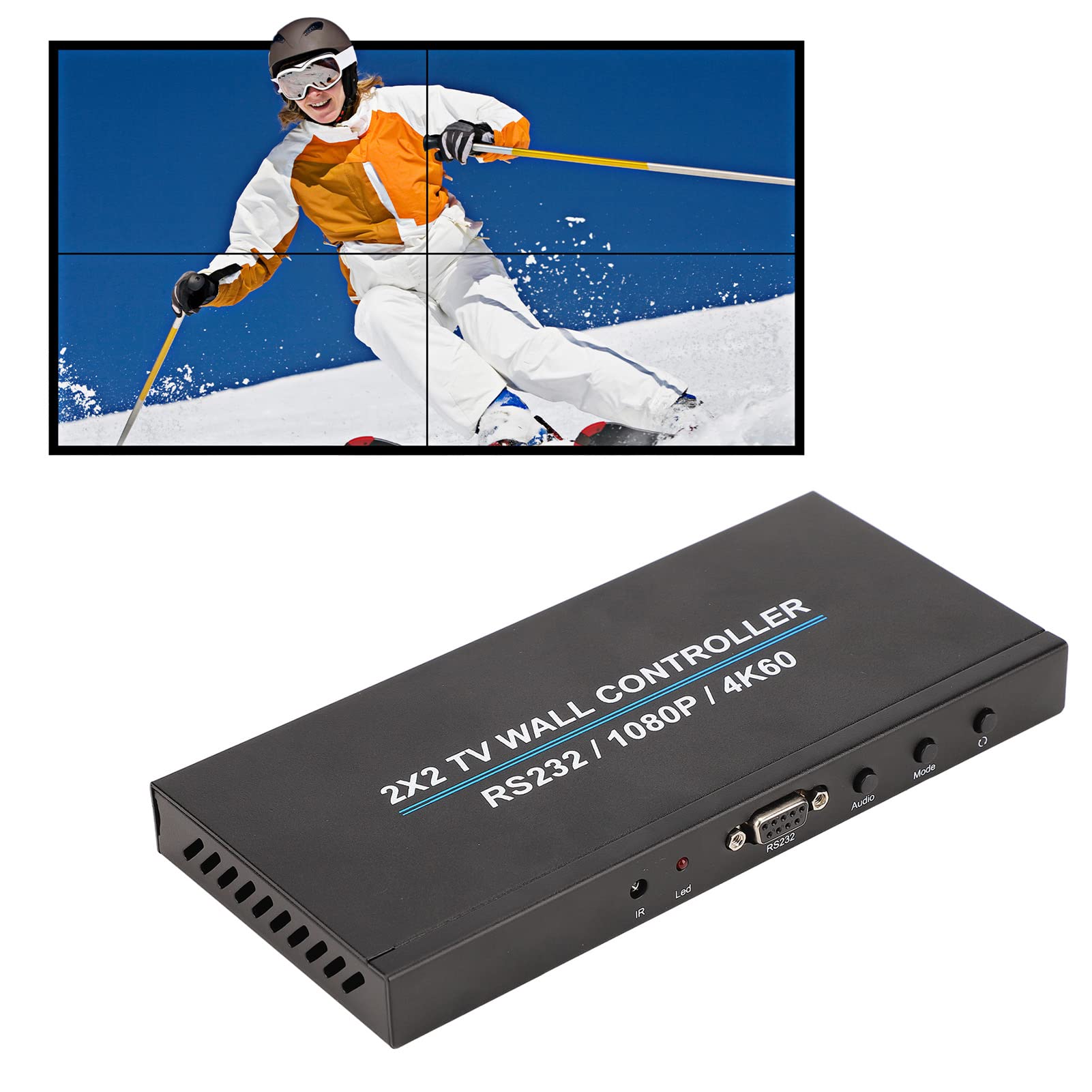 Bewinner 2x2 HDMI Video Wall Controller, 4K at 60HZ HD Display 180 Degree Rotate 1080P Screen Splicing, Support 2x2, 1x2, 1x3, 1x4, 2x1, 3x1, 4x1(UK)