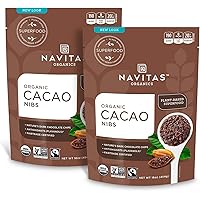 Navitas Organics Raw Cacao Nibs 16oz. bag, 15 servings — Organic, Non-GMO, Fair Trade, Gluten-Free (Pack of 2)