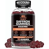 Effective Nutra Saffron Gummies for Adults 88.5mg - Mood Support & Stress Relief with GABA, Passion Flower - 5-in-1 Formula - Sugar-Free, Vegan, Non-GMO, Made in USA - 90 Count (45-Day Supply)
