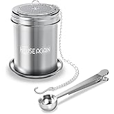 House Again Large Tea Infuser with Scoop, Extra Fine Mesh Tea Strainers for Loose Tea & Spice Infuser for Cooking, 304 Stainless Steel, Loose Leaf Tea Steeper for Brew Tea Spices & Seasonings