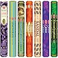 HEM assorted best sellers incense sticks pack of 6 - 120 Sticks, Fragrance - Lemongrass, Lavender, Egyptian Jasmine, Ambar Sandalo, Opium, Eucalyptus