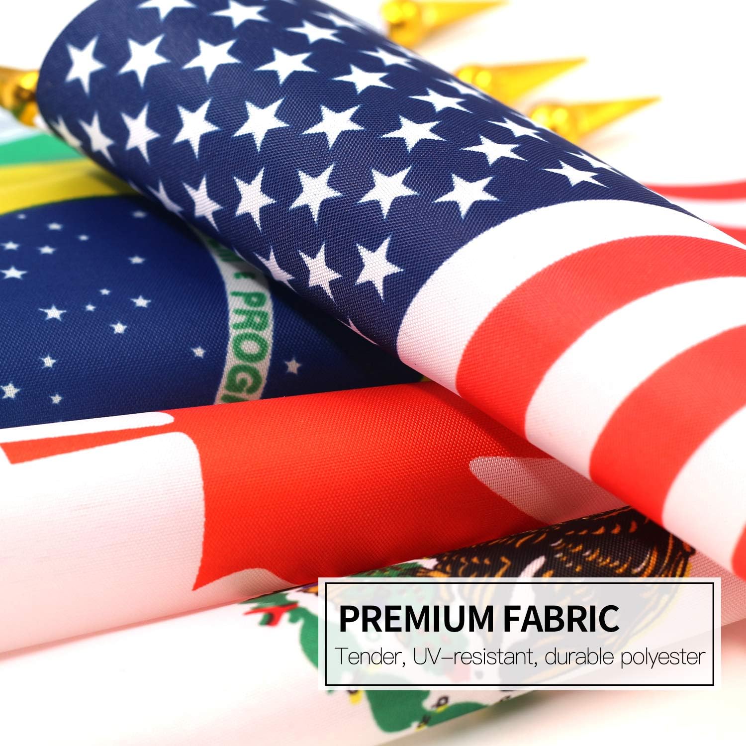 ANLEY 24 Countries Deluxe Desk Flags Set, 8 x 5 Inches Miniature American US Desktop Flag with 13" Black Pole - Image 5