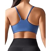 Ama Larsi Sports Bras for Women Spaghetti Thin Strap Low Impact U Back Workout Yoga Bras with Removable Pads