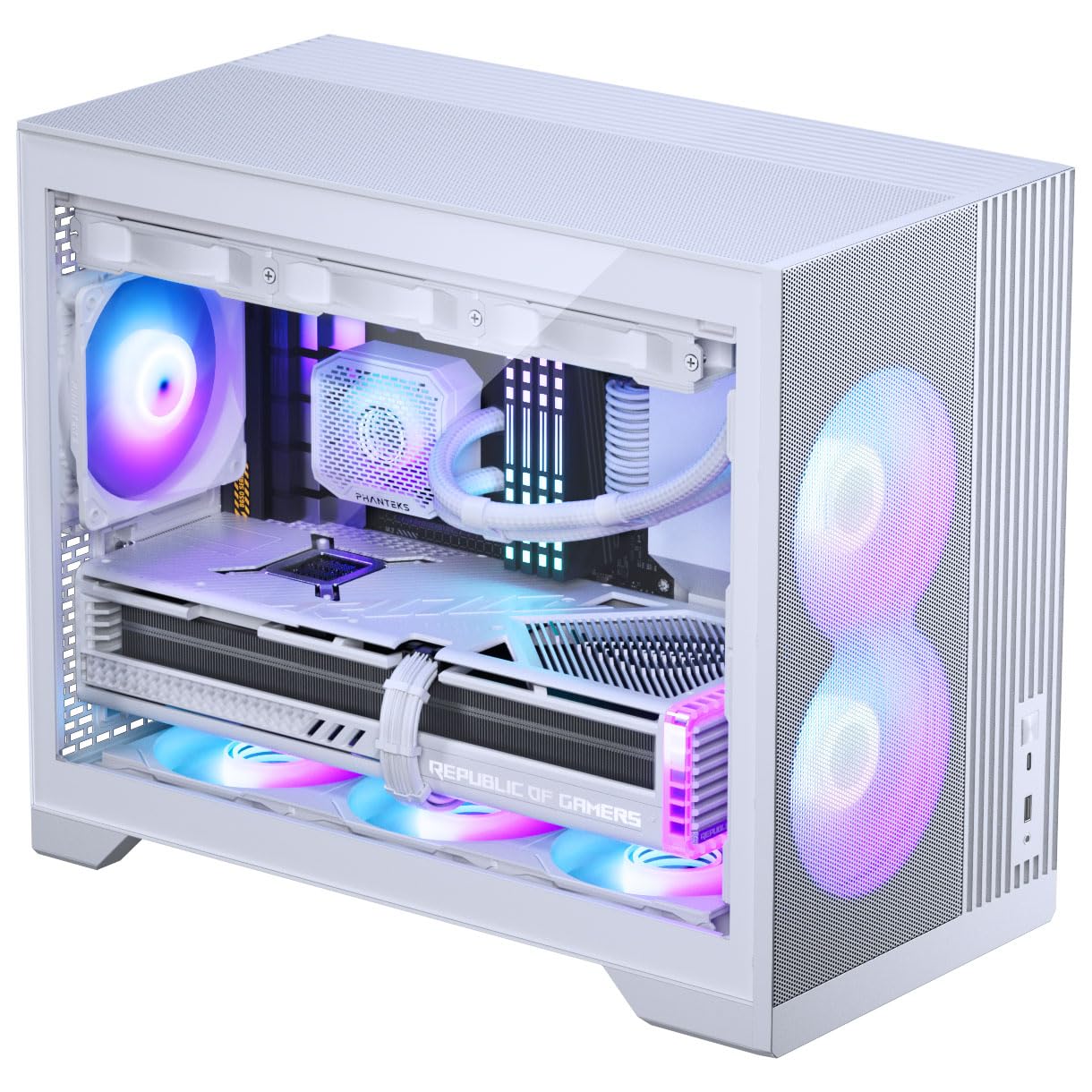 Phanteks XT M3 Mini-Tower PC-Gehäuse Weiß – Kompaktes Micro-ATX Case mit Tempered Glass, Unterstützung für 360-mm-Radiator & 430-mm-Grafikkarten – mit 3X 120mm RGB Lüftern 5