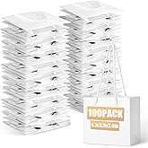 100Pcs Thickened White Mini Gift Bags with Handle, 3.9 x 4.7 x 2.4 Inch Small Paper Goodie Shopping Bags, Small Gift Bag Bulk for Birthday Parties, Business Parties and Christmas Gifts Packaging