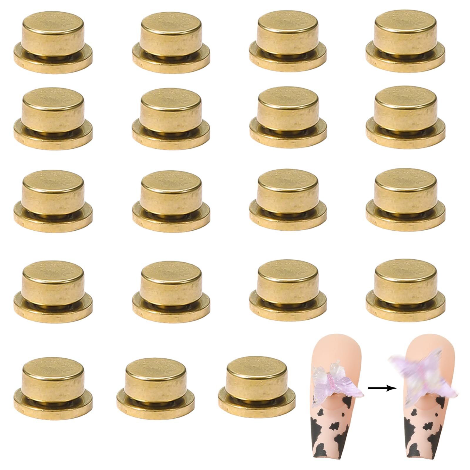 Nail Art Rotating Charm- 20Pcs Spinning Nail Charms 3D Nail Rotating Bearing Nail Rings for Nail Art Design, DIY Crafting, Jewelry Accessories