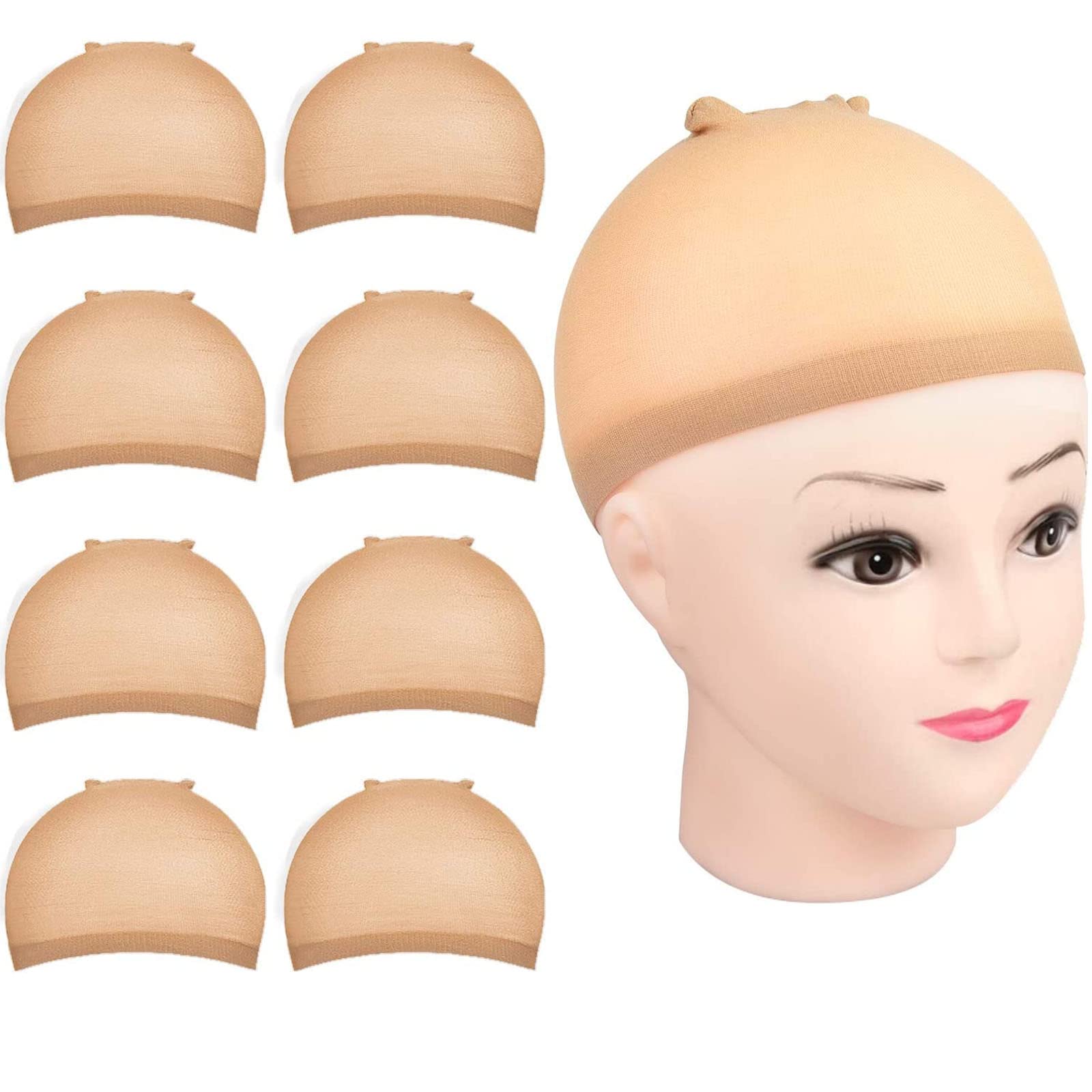 Wig Cap, MORGLES 8pcs Nude Wig Caps to Hold Wig in Place for Women Men, Stretchy & Breathable โ image 1