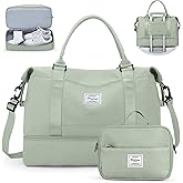 Travel Duffel Bag with Shoes Compartment, Carry on Overnight Weekender Bags for Women, For Spirit Airlines 18x14x8 Personal Item Bag