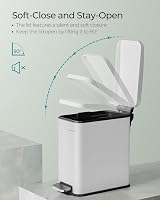 SONGMICS Narrow Pedal Bin 5L White Toilet Bin Slim Steel Soft Close LTB560W05 view 5