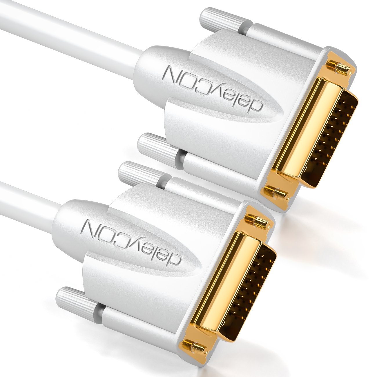 deleyCON 3.0m (9.84 ft.) DVI cable Dual Link 24+1 HDTV resolutions up to 2560x1080 FULL HD 1080p 3D Ready DVI-D dual link gold plated contacts - white