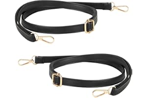 LETURE 2 Pieces PU Leather Purse Straps Replacement for Women, Crossbody Replacement Straps for Handbags, 27-47 Inches (2PCS BLACK)