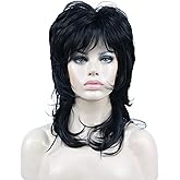 Aimole Shaggy Layered Wig Shoulder Length Women's Wig with Hair Bangs Premium Synthetic Hair Wig for Women (1 Jet Black)