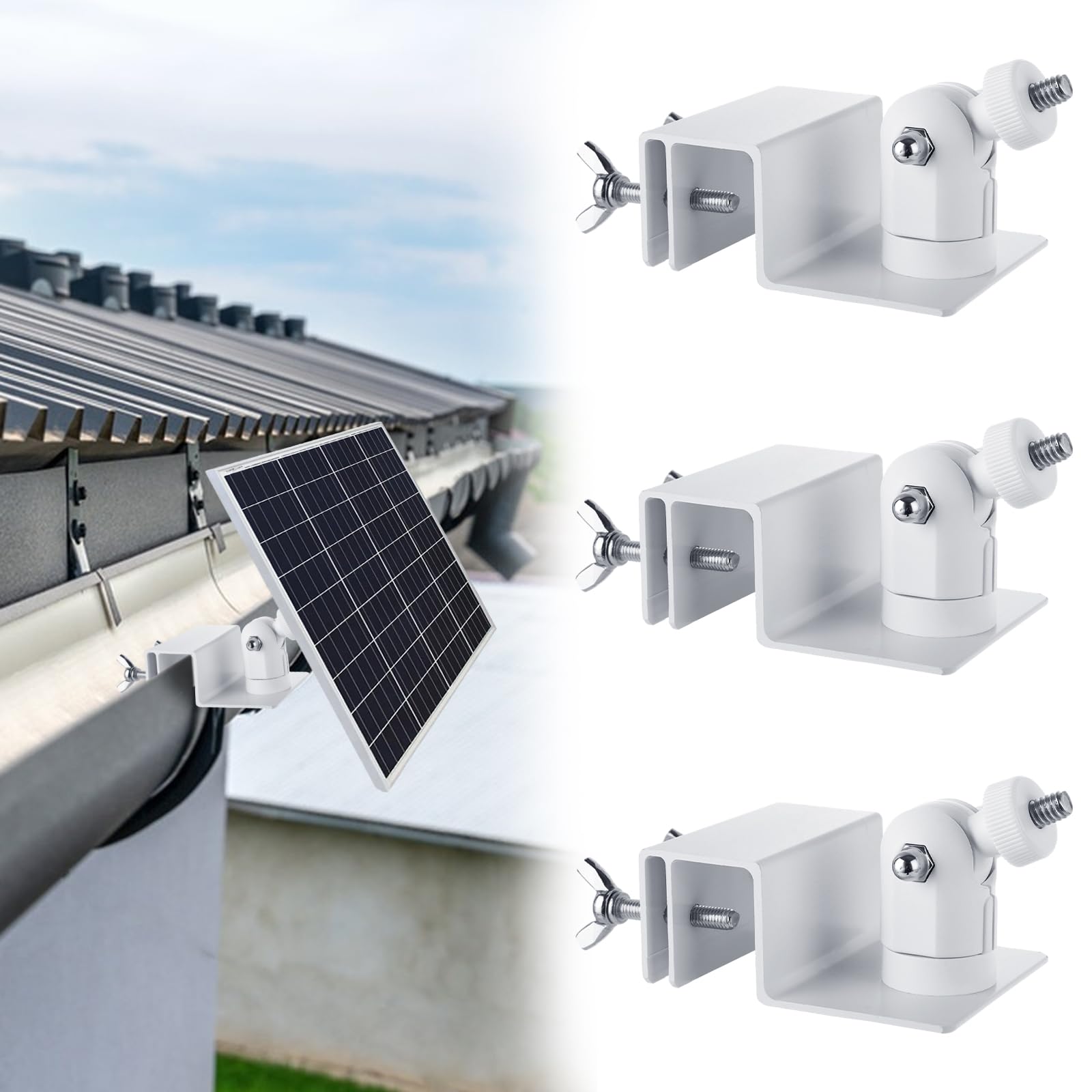 Photo 1 of 4 Pack Gutter Mount Compatible for Ring Solar Panel, Universal Solar Panel Ring Gutter Mount for Arlo, Arlo pro, Arlo pro2, Reolink Cams and Other Solar Panel
