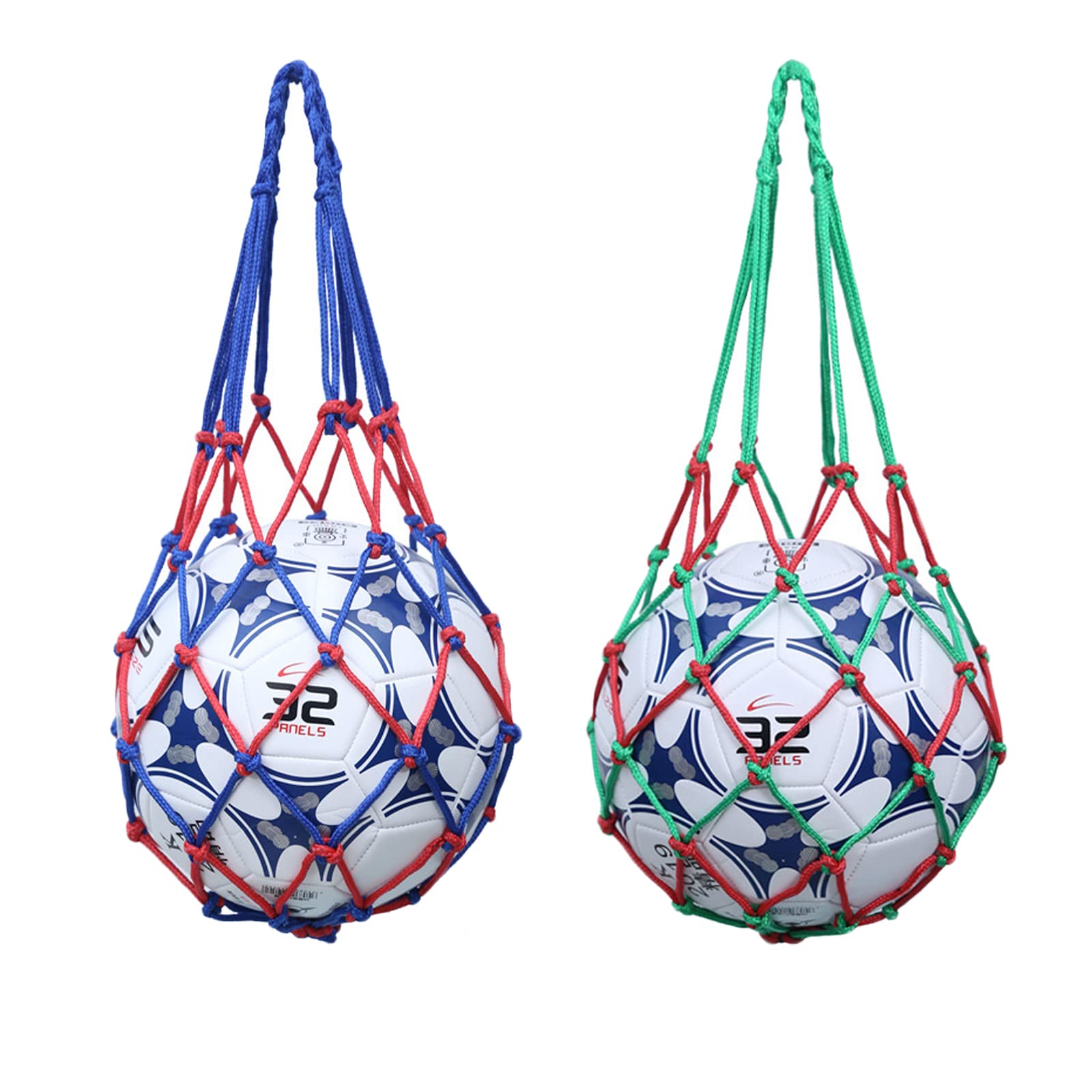 SHULLIN Pack of 2 Portable Football Net Bag Basketball Net Bag Ball Bags Nets Ball Net 1 Single Ball Carrier Football Net Bag Volleyball Net Bag Ball Net Bag for 1 Ball