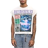 RoseSeek Men's Number Graphic Short Cap Sleeve Tank Tops Summer Crew Neck Baggy Workout Muscle T-Shirts